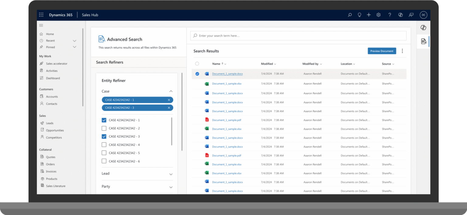 Dynamics 365 Screen